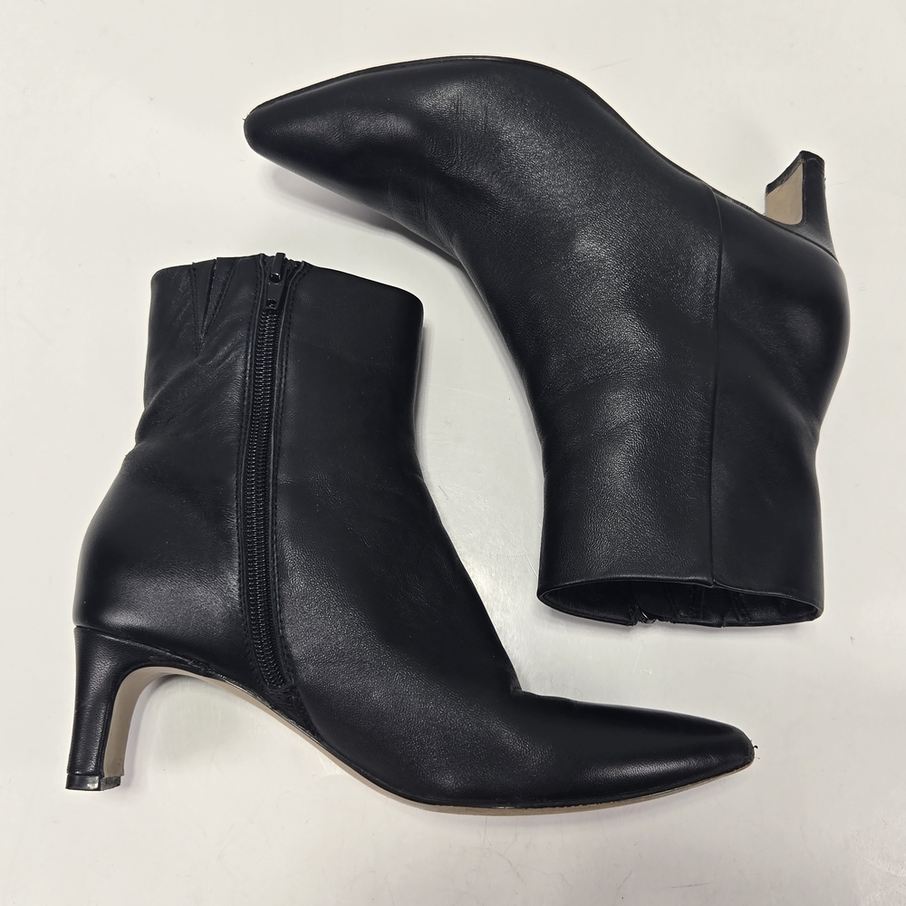 Andre Assous Winter Black Leather Heeled 2.5" Ankle Boots Booties Women's Size 6 - Picture 5 of 11